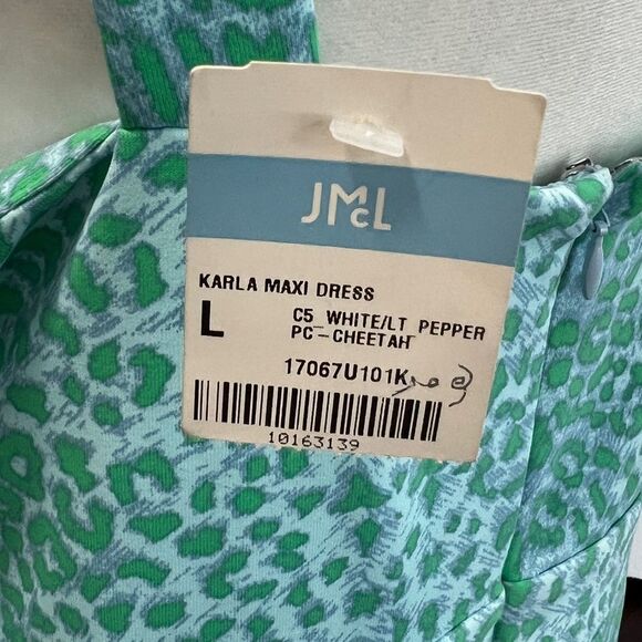 NEW J. McLaughlin Karla Maxi Dress Cheetah Print Green Blue Catalina Cloth L NWT - Picture 7 of 7